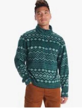 Marmot Men's XXL Heavyweight Drop Line Printed 1/2-Zip Sweater Fleece nwot